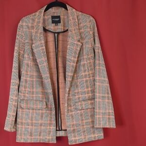 Liverpool Los Angeles Women's Orange and Brown Plaid Blazer